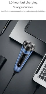 4D TOUCH 3-Koppen Scheerapparaat USB Oplaadbaar Zwart Unisex