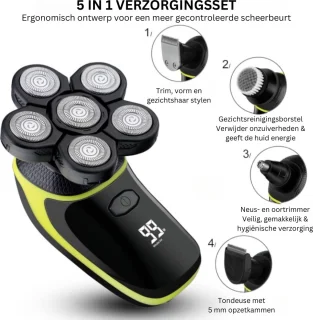 7D Heren Scheerapparaat Snoerloos Wet&Dry 5-in-1