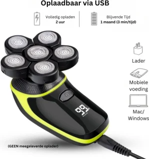 7D Heren Scheerapparaat Snoerloos Wet&Dry 5-in-1