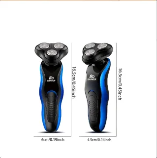 8D 3-Koppen Scheerapparaat USB Oplaadbaar Zwart/Blauw