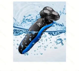 8D 3-Koppen Scheerapparaat USB Oplaadbaar Zwart/Blauw