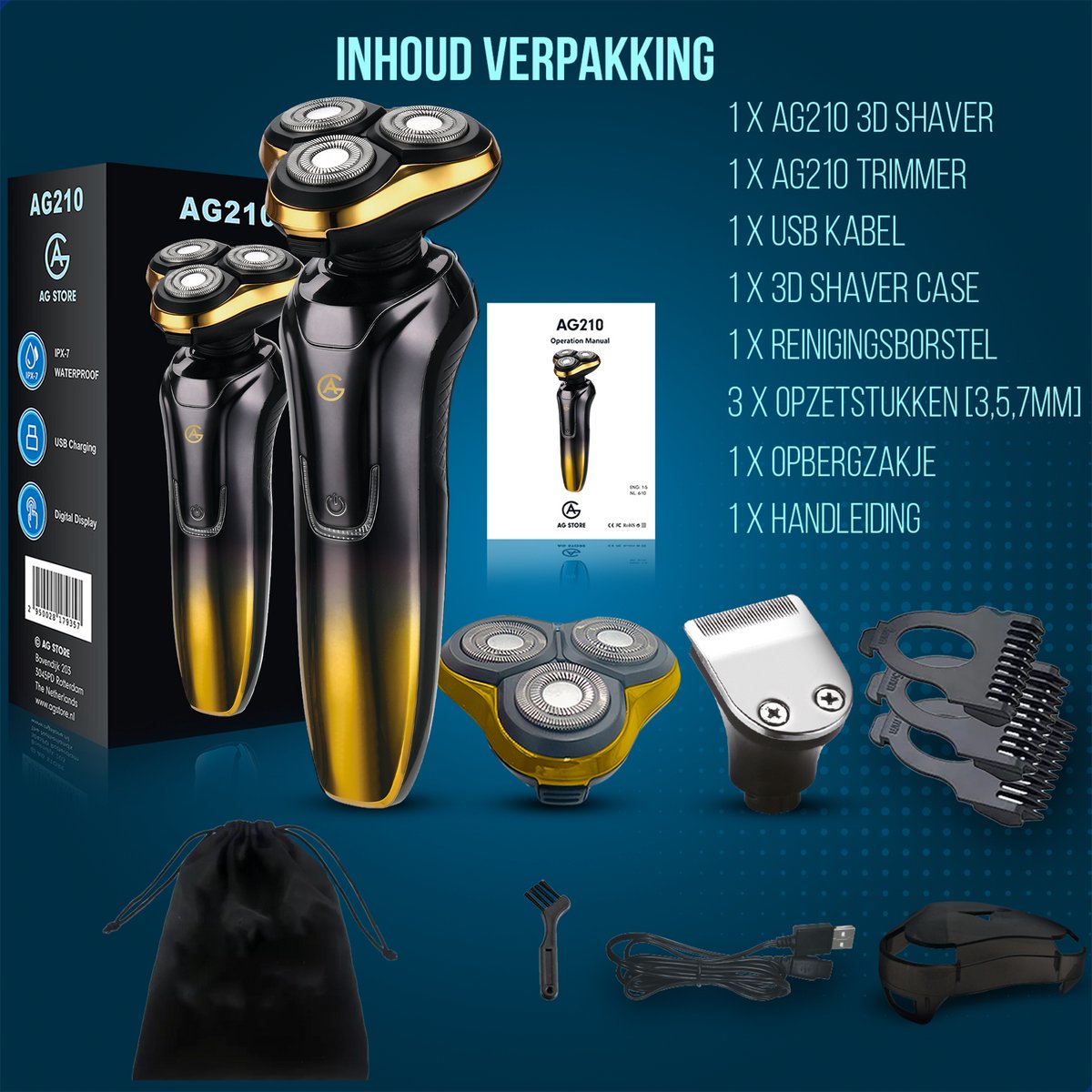 AG210 Elektrisch Scheerapparaat en Trimmer Goud