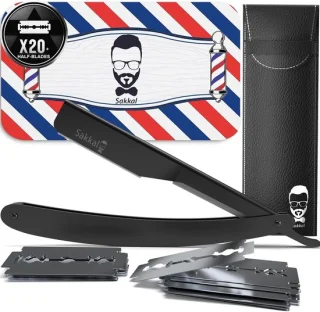 Beard Shaver met 20 half bladen en leren carry bag - ShopVlot