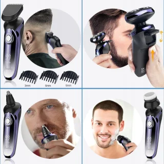 Bedee 5-in-1 elektrisch scheerapparaat voor heren zwart paars