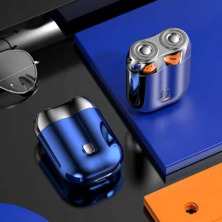 Bedee Mini elektrische scheerapparaat dubbele kop blauw USB-oplaadbaar