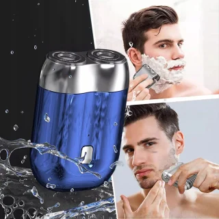 Bedee Mini elektrische scheerapparaat dubbele kop blauw USB-oplaadbaar