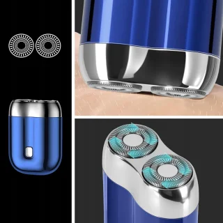 Bedee Mini elektrische scheerapparaat dubbele kop blauw USB-oplaadbaar