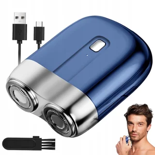 Bedee Mini elektrische scheerapparaat dubbele kop blauw USB-oplaadbaar