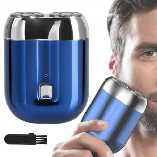 Bedee Mini elektrische scheerapparaat dubbele kop blauw USB-oplaadbaar