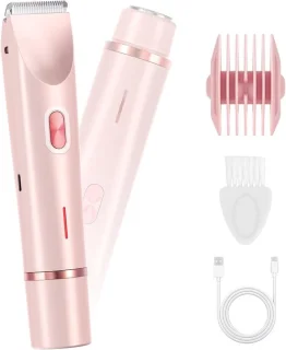 Bikini trimmer 2-in-1 – elektrisch draadloos scheerapparaat (roze)