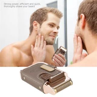 Boteng 2in1 Vintage Scheerapparaat en Baardtrimmer USB Bruin/Goud