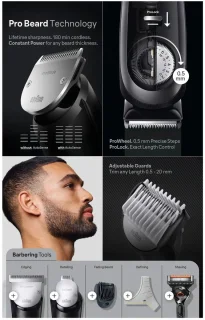 Braun BeardTrimmer 9 BT9421 baardtrimmer zwart