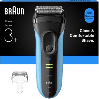De Braun Series 3+ 3040S Elektrisch Scheerapparaat Blauw in één oogopslag