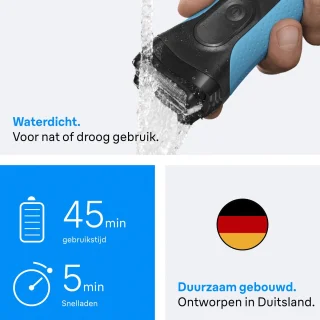 Braun Series 3+ 3040S Elektrisch Scheerapparaat Blauw
