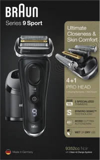 Braun Series 9 9352cc Sport Scheerapparaat Zwart Grijs