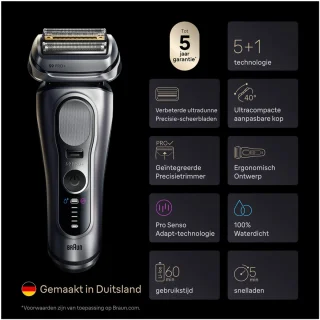 Braun Series 9 PRO+ 9667CC Elektrisch Scheerapparaat Zilver