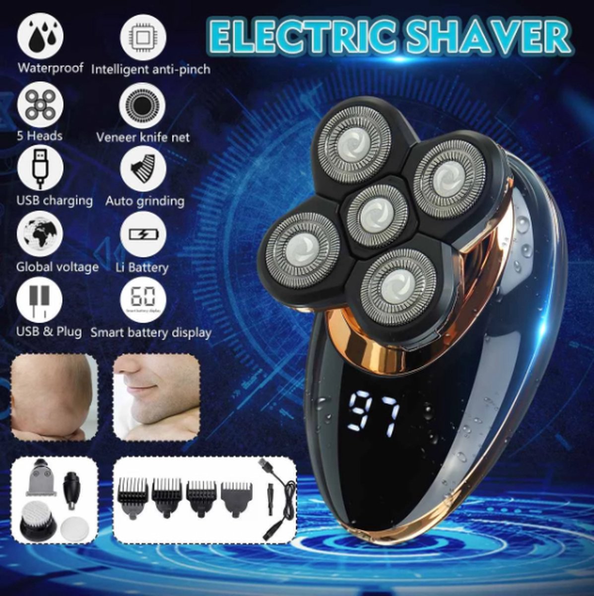 De Daling SK7510 5-in-1 Scheermachine Zwart Goud in één oogopslag