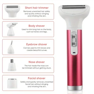 Dames 5-in-1 Scheerapparaat Set Rood USB-Oplaadbaar