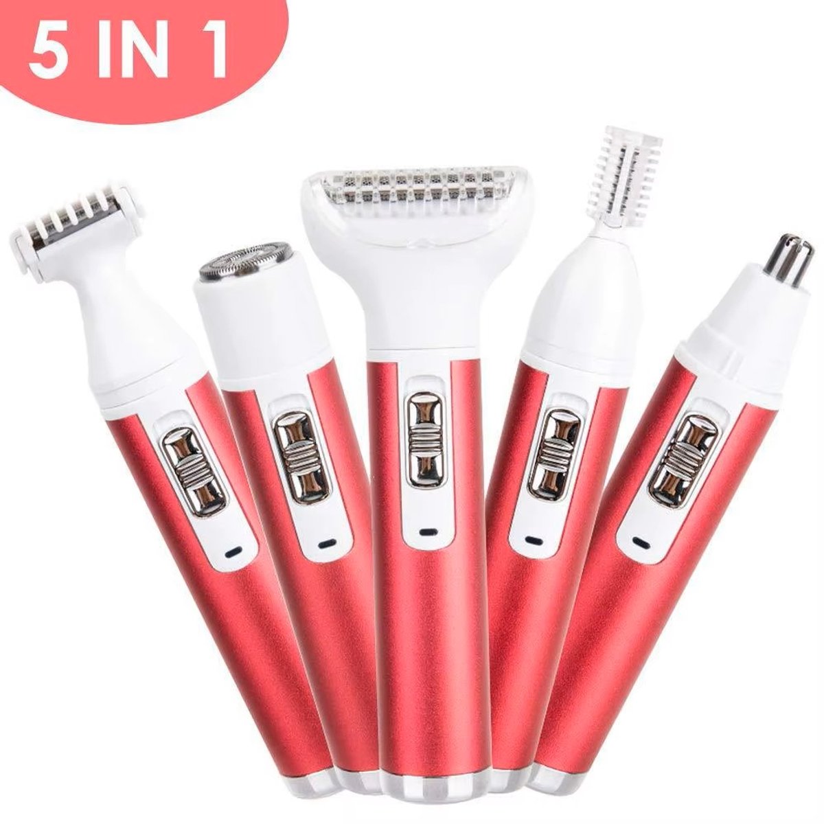 Wat vinden we goed aan de Dames 5-in-1 Scheerapparaat Set Rood USB-Oplaadbaar