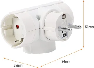 Drievoudige Schuko-adapter 16 A