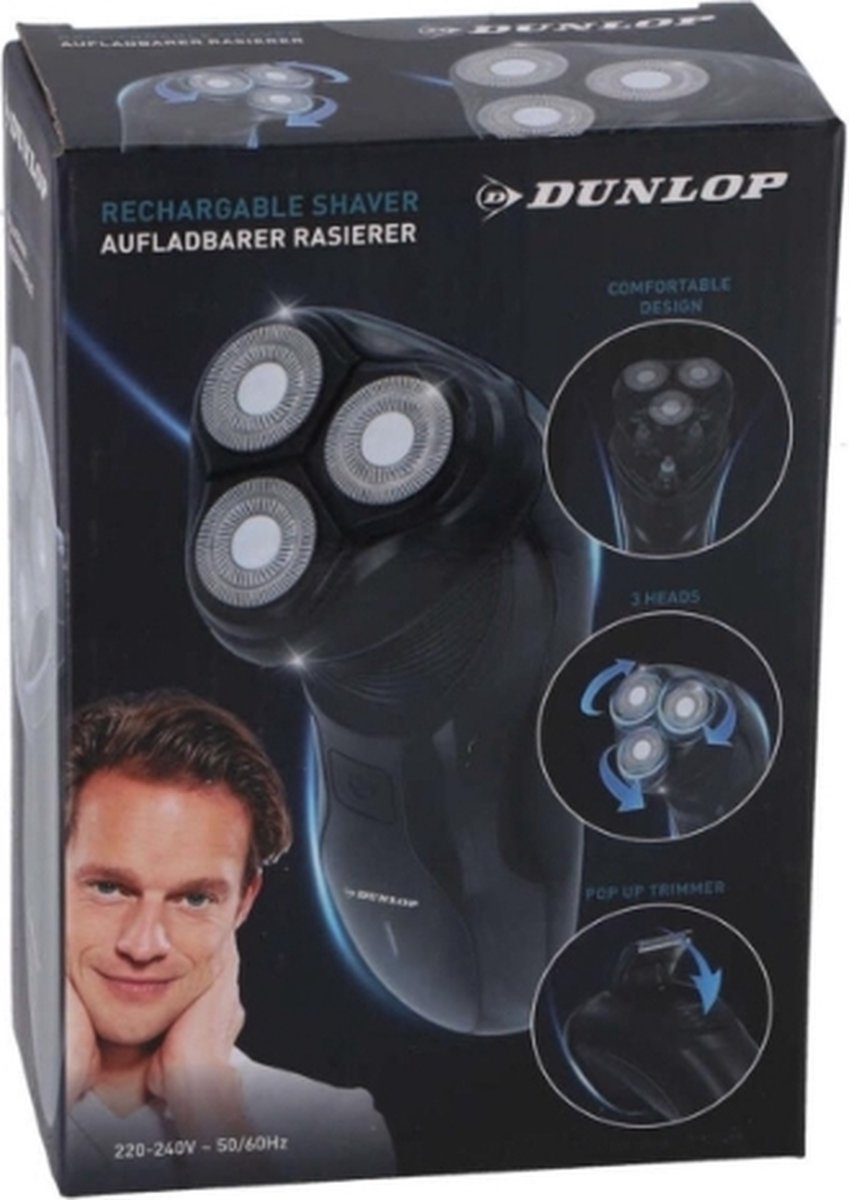 Dunlop Scheerapparaat Trimmer Oplaadbaar 3 Koppen Zwart