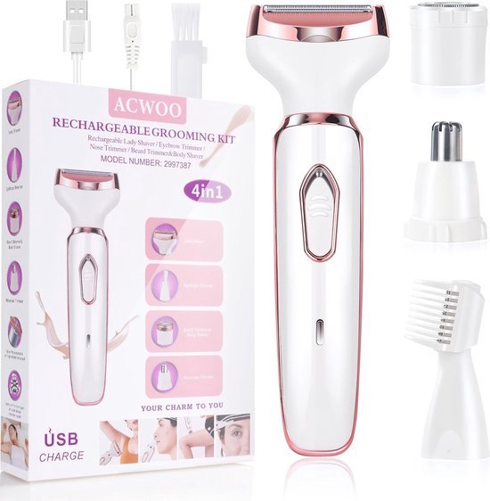 Elektrisch Ladyshave Draadloos 4-in-1 Scheerapparaat Voor Dames Bikinitrimmer