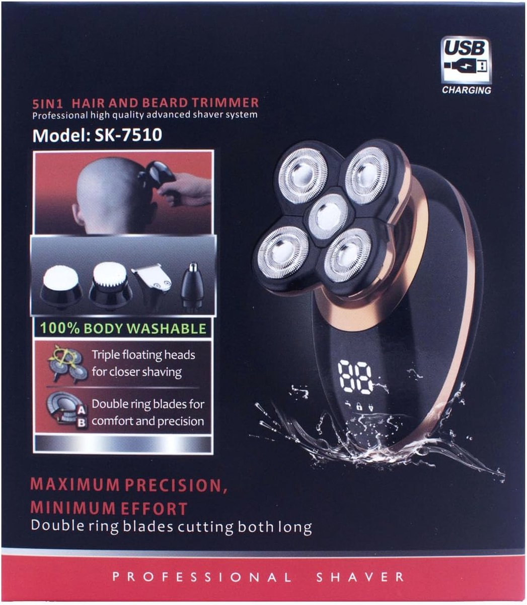 Wat vinden we goed aan de Elektrisch Scheerapparaat 5-in-1 voor Heren