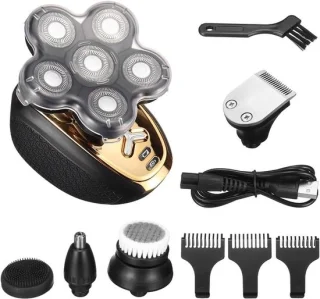Elektrisch scheerapparaat mannen - trimmer voor gezichtsverzorging - 8d drijvende koppen - zwart goud