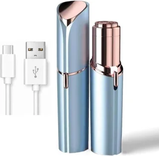 Elektrisch scheerapparaat voor vrouwen in lippenstiftvorm, blauw/roségoud
