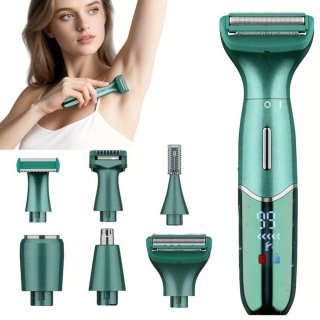 De Elektrische bikini- & gezichtstrimmer voor vrouwen (groen) in één oogopslag