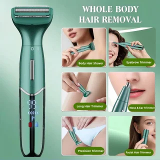 Elektrische bikini- & gezichtstrimmer voor vrouwen (groen)