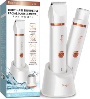 Elektrische epilator voor gezicht - Parelwit - 2-in-1 trimmer en scheerapparaat voor vrouwen