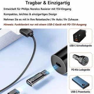 Elzusha oplaadadapter voor scheerapparaat met type C