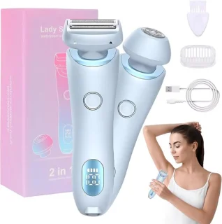 Epilator voor gezicht - Blauw - Elektrisch 2-in-1 scheerapparaat met trimmer - Waterdicht en oplaadbaar