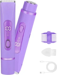 Epilator voor gezicht - lila - 2-in-1 scheerapparaat en bikinittrimmer