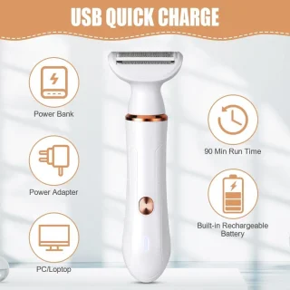 Epilator voor gezicht - wit - maat A - elektrisch 4-in-1 scheerapparaat voor dames