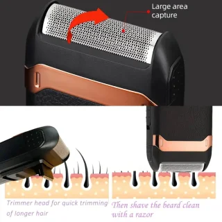 FEIYBA 2in1 Scheerapparaat en Baardtrimmer Zwart/Rose Goud