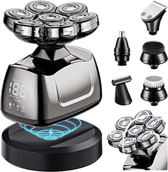 Head Shaver: veelzijdig 7D hoofd-scheerapparaat met draadloos opladen