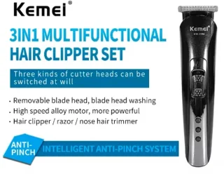 Kemei 3in1 Scheerapparaat Set USB Oplaadbaar Zilver/Zwart