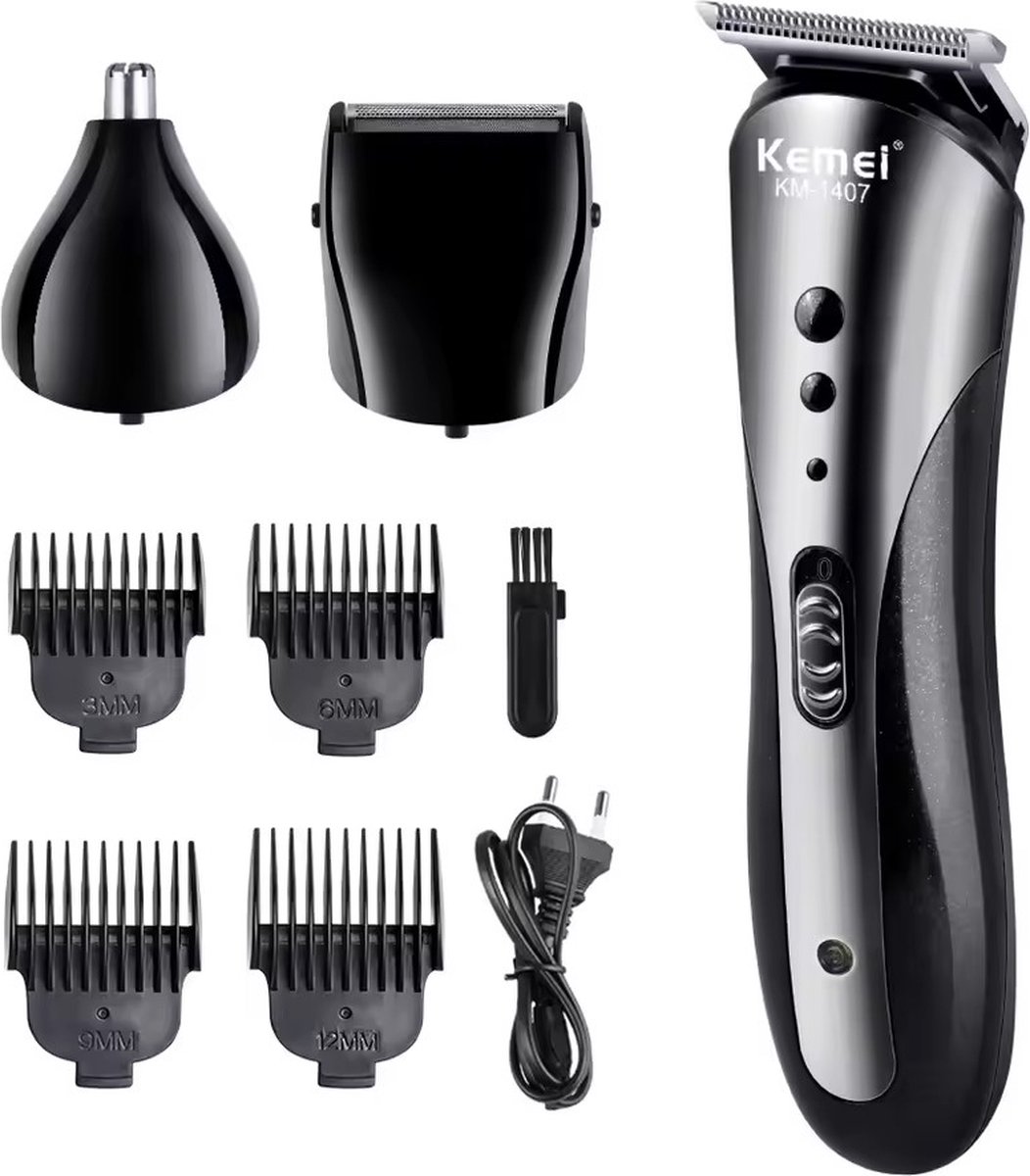 Kemei 3in1 USB Oplaadbare Trimmer Set Zilver/Zwart