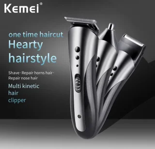 Kemei 3in1 USB Oplaadbare Trimmer Set Zilver/Zwart