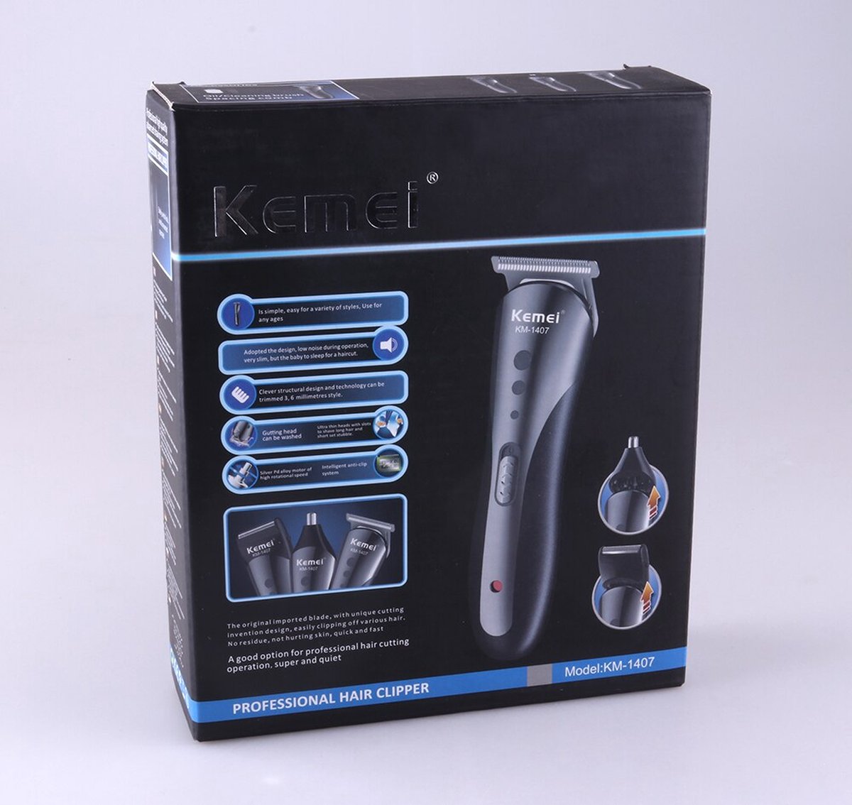 Kemei 3in1 USB Oplaadbare Trimmer Set Zilver/Zwart