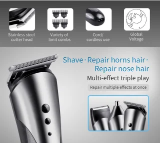 Kemei 3in1 USB Oplaadbare Trimmer Set Zilver/Zwart