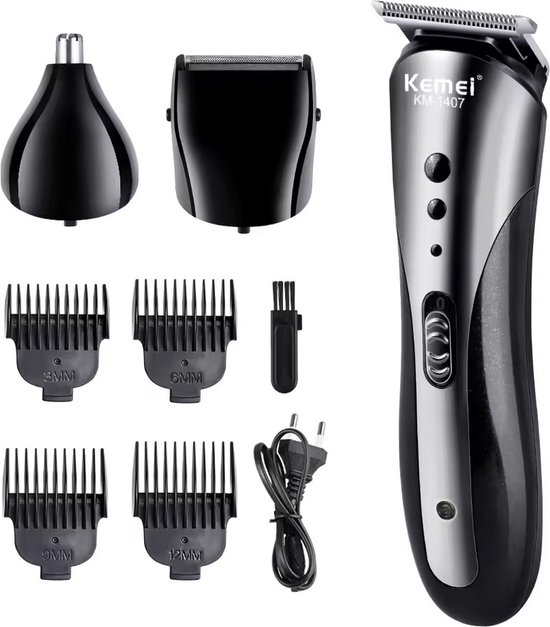 Kemei 3in1 USB Oplaadbare Trimmer Set Zilver/Zwart