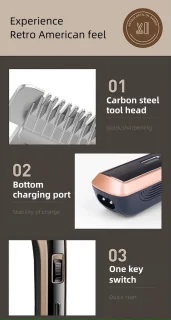 Kemei Usb-Oplaadbare Tondeuse Rose Goud + Chrome