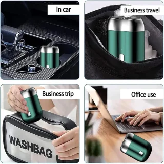 KZQ Mini Elektrisch Scheerapparaat Dubbele Kop Groen