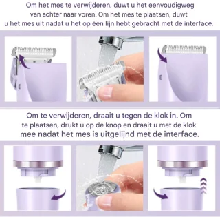 longziming 2-in-1 Elektrische Vrouwenraser Paars