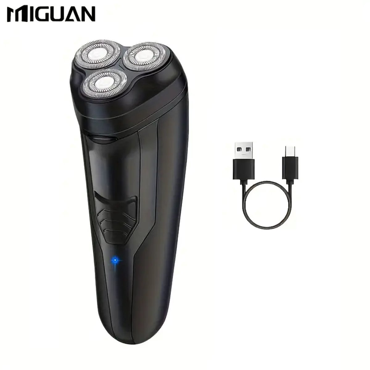 De Miguan 3-koppen Scheerapparaat USB Oplaadbaar Zwart in één oogopslag