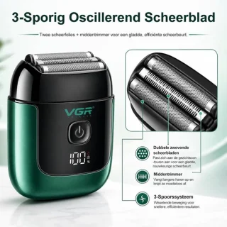 Mini elektrisch reisscheerapparaat voor mannen, groen, waterdicht