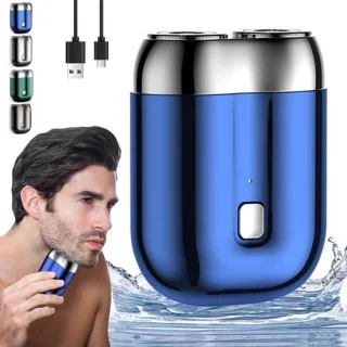 Mini Elektrisch Scheerapparaat - Dubbele Kop - Blauw